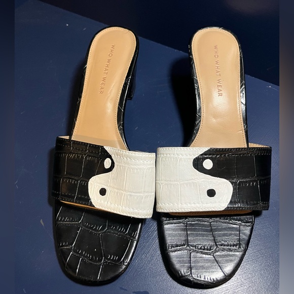 Who What Wear custom painted yin-yang 90s heeled sandals mules pumps - 8.5 - Picture 2 of 6